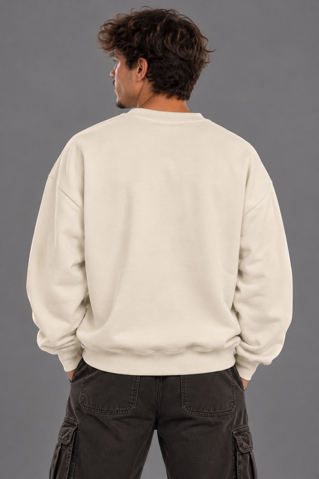 oversized cream color sweatshirt back view 