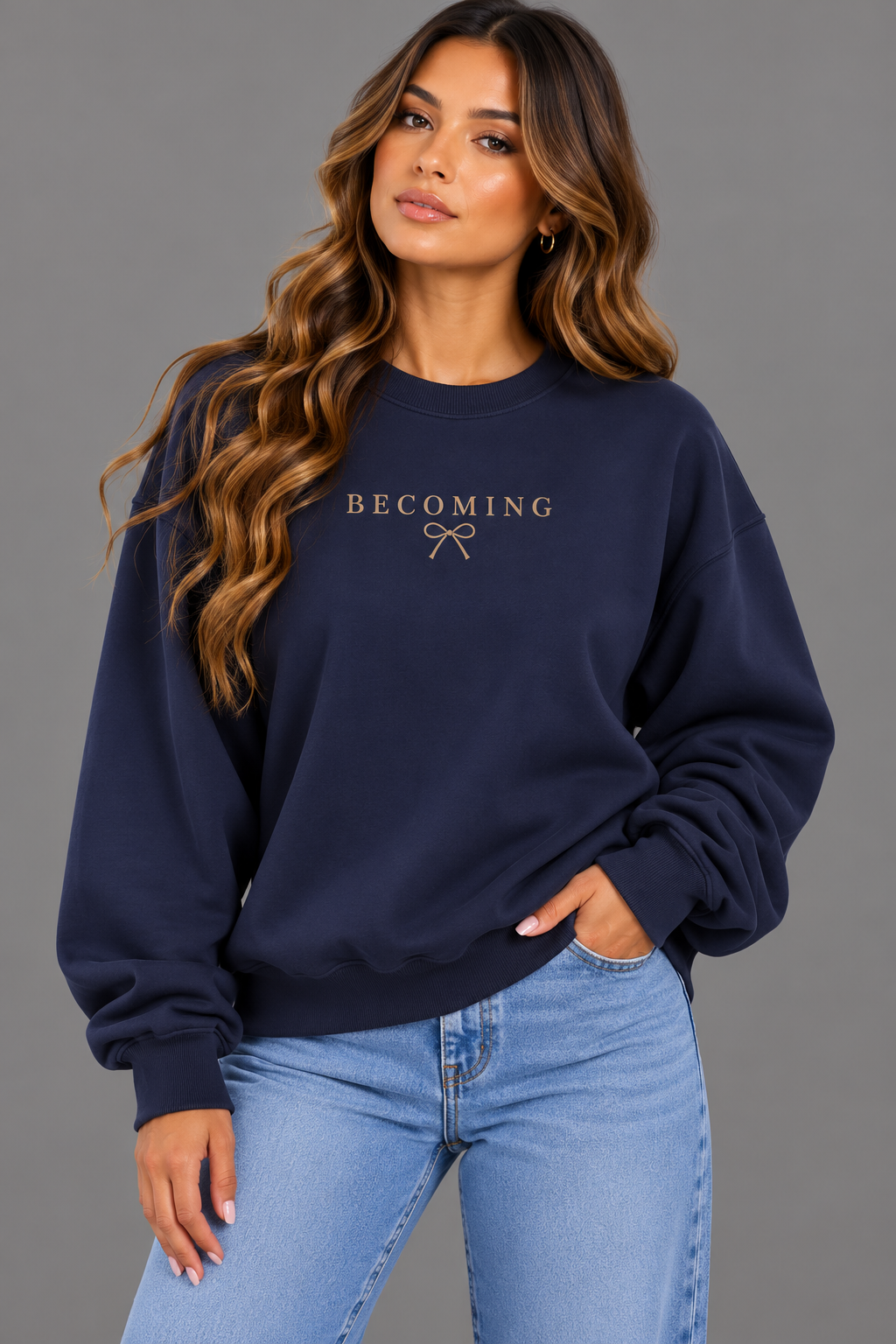 Becoming Embroidered 370GSM Unisex Heavyweight Oversized Sweatshirt