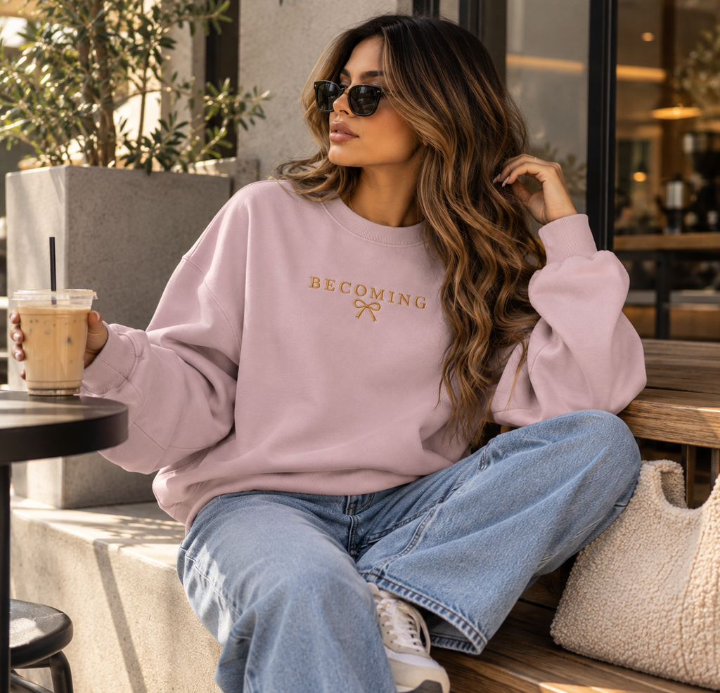 Becoming Embroidered 370GSM Unisex Heavyweight Oversized Sweatshirt
