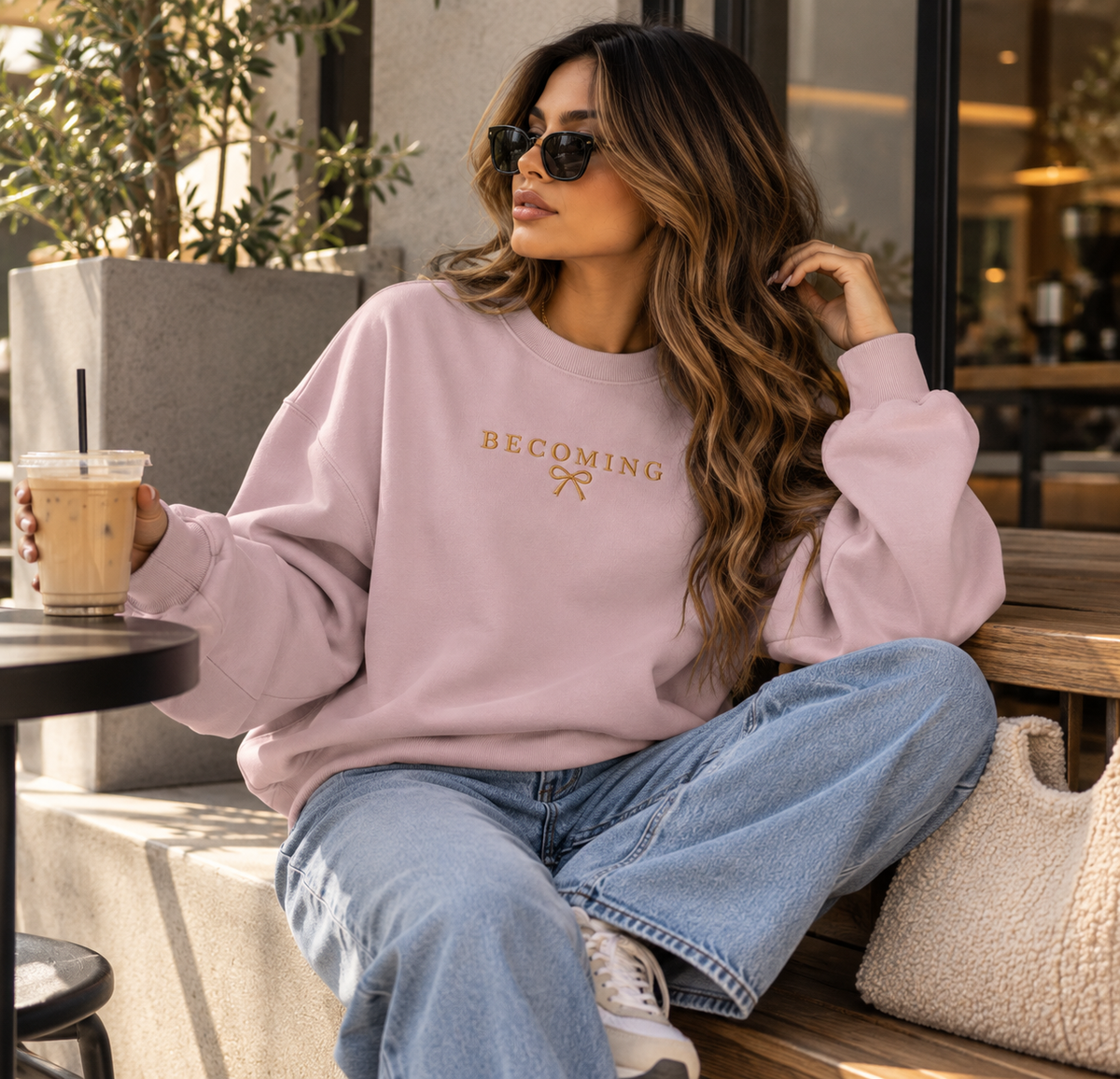 Becoming Embroidered 370GSM Unisex Heavyweight Oversized Sweatshirt