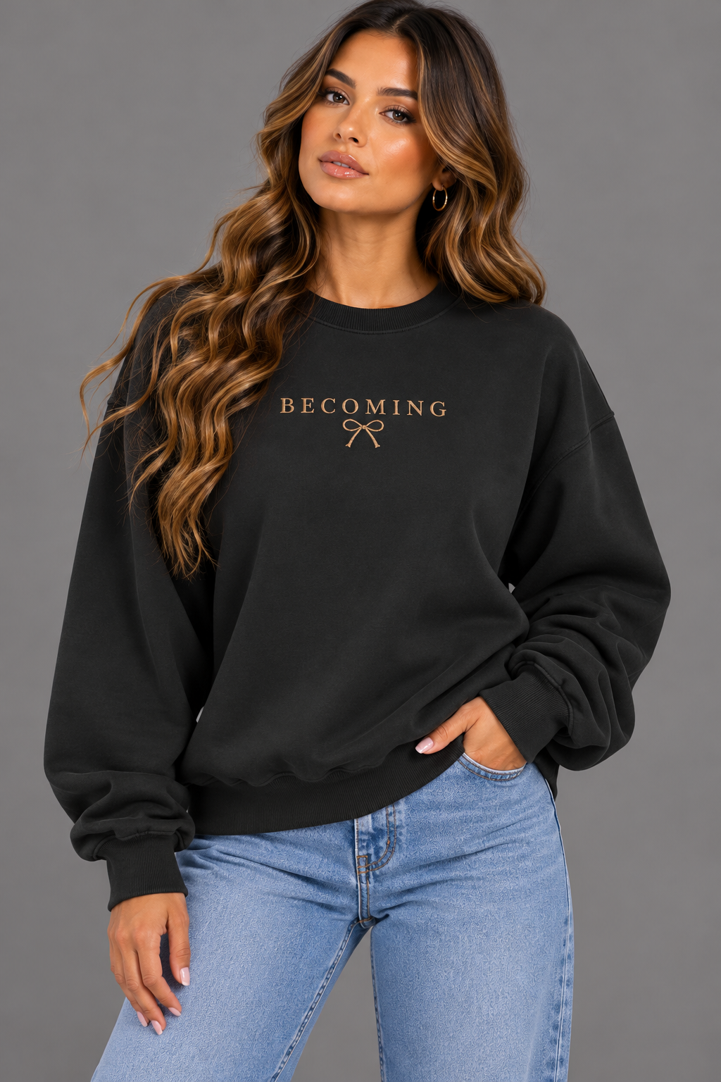 Becoming Embroidered 370GSM Unisex Heavyweight Oversized Sweatshirt
