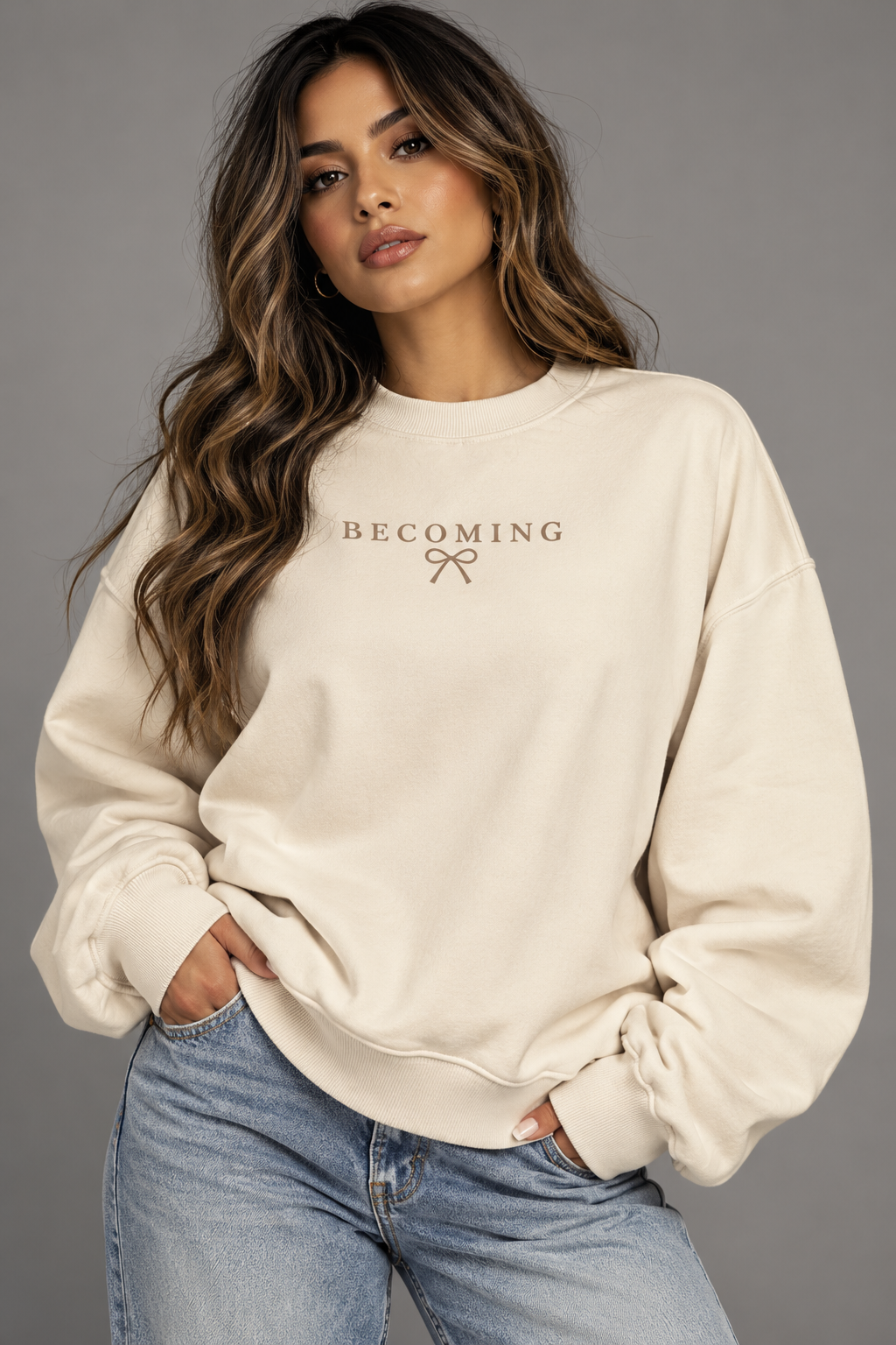 Becoming Embroidered 370GSM Unisex Heavyweight Oversized Sweatshirt