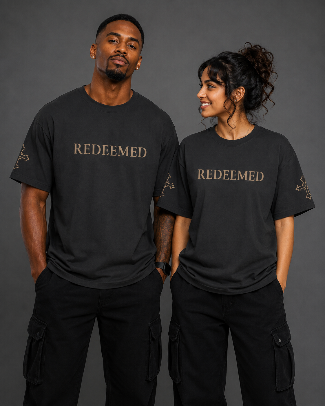 Redeemed | Embroidered 240GSM Unisex Classic Fit Crew Neck T-Shirt
