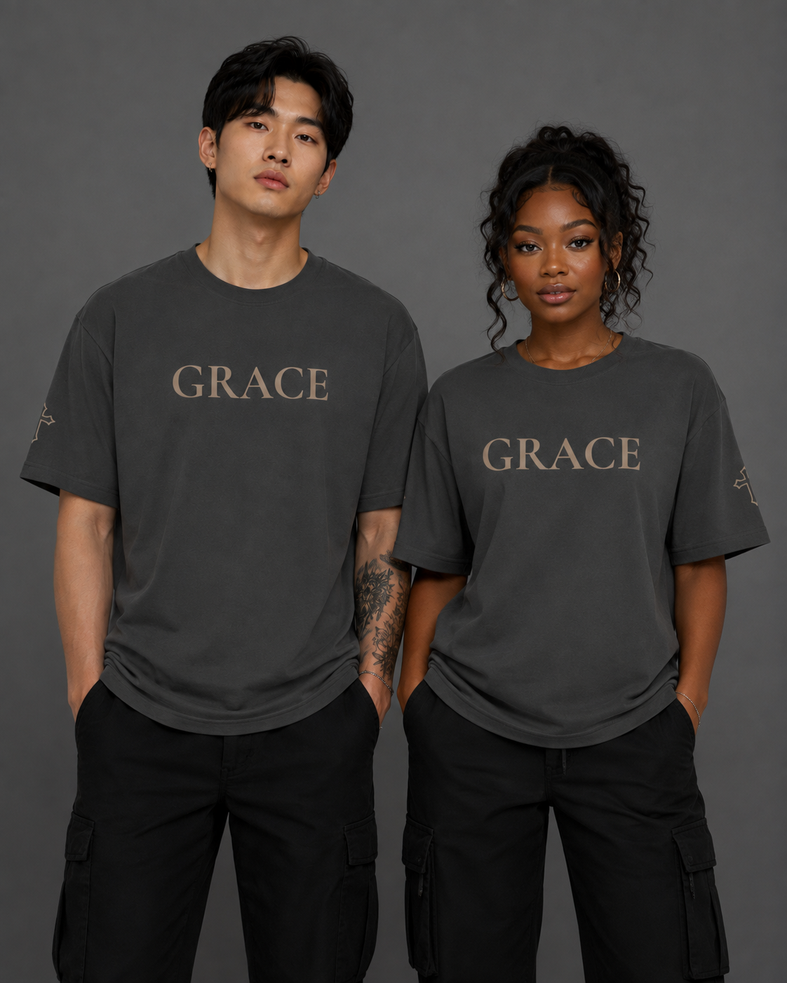 Grace | Embroidered 240GSM Unisex Classic Fit Crew Neck T-Shirt