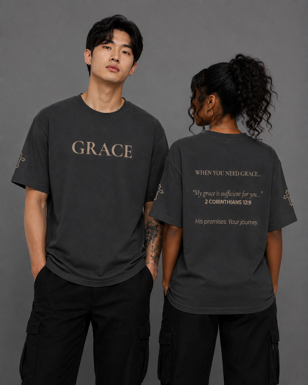 Grace | Embroidered 240GSM Unisex Classic Fit Crew Neck T-Shirt