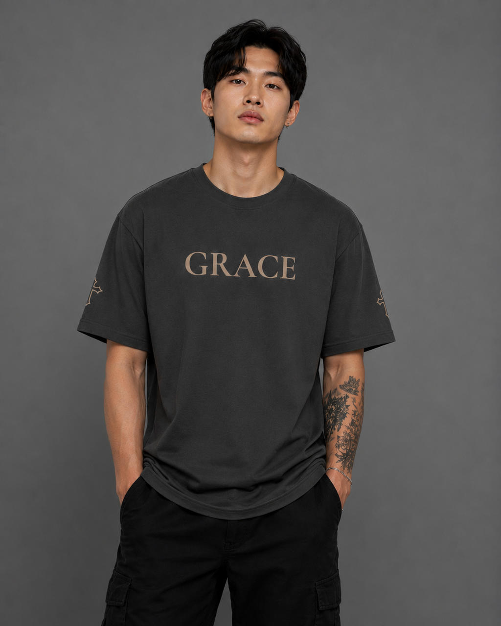 Grace | Embroidered 240GSM Unisex Classic Fit Crew Neck T-Shirt