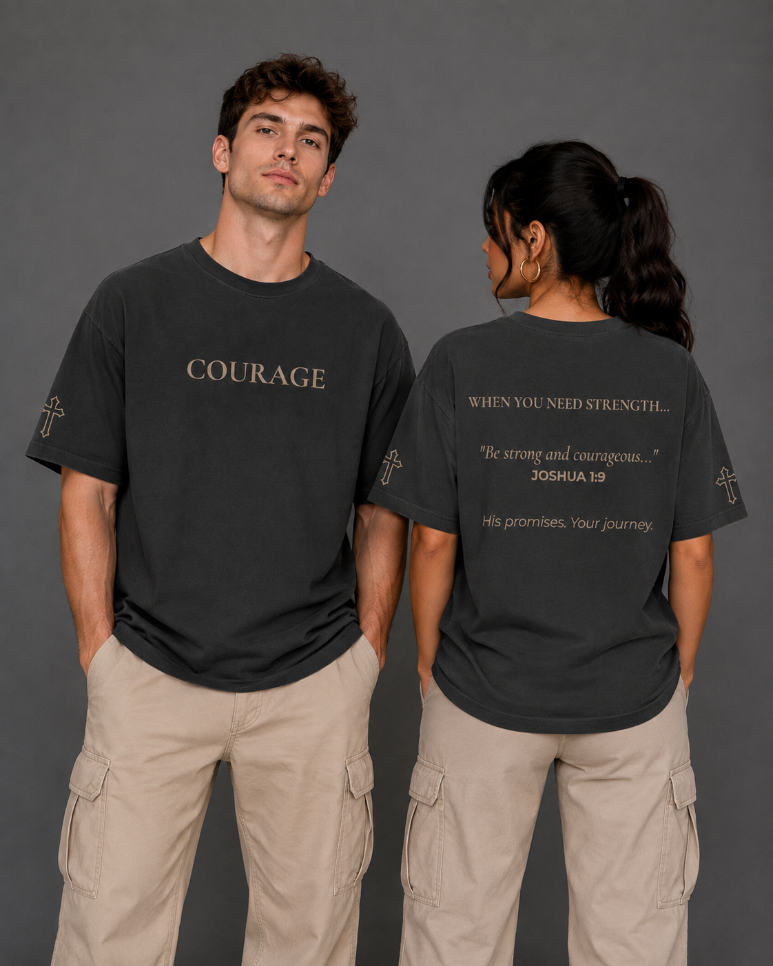 Courage | Embroidered 240GSM Unisex Classic Fit Crew Neck T-Shirt