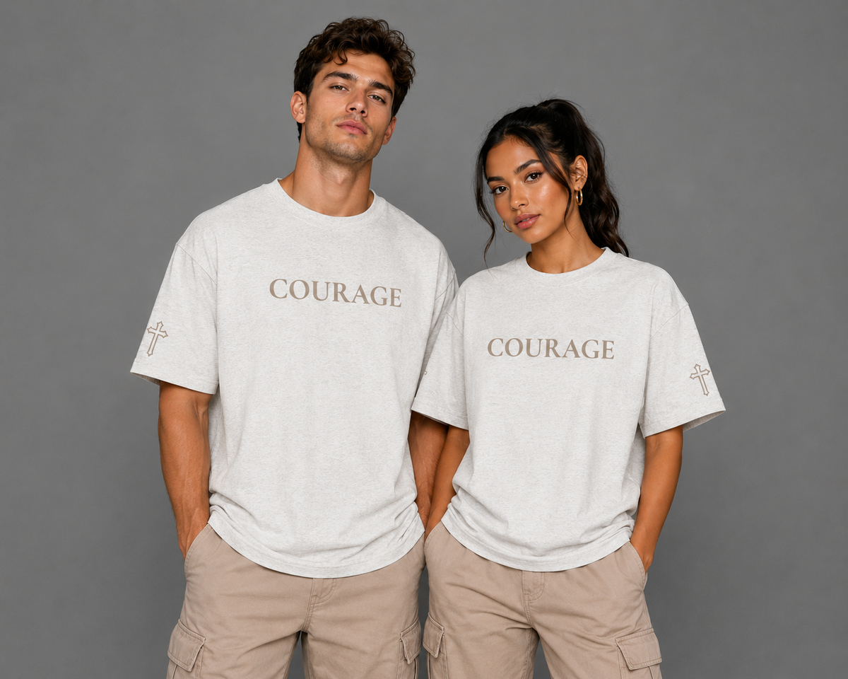 Courage | Embroidered 240GSM Unisex Classic Fit Crew Neck T-Shirt