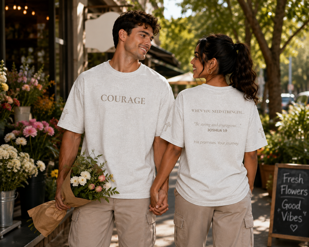 Courage | Embroidered 240GSM Unisex Classic Fit Crew Neck T-Shirt