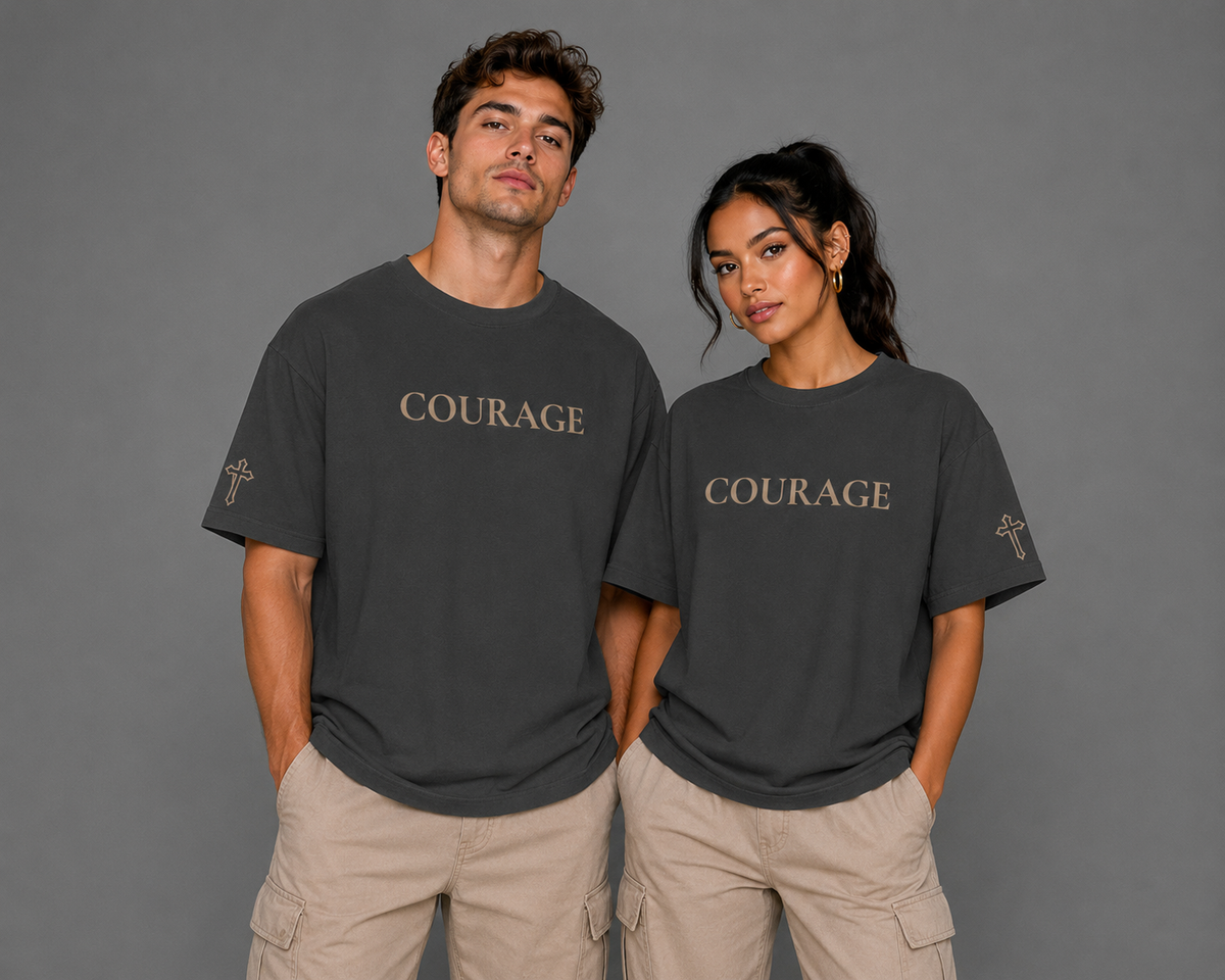 Courage | Embroidered 240GSM Unisex Classic Fit Crew Neck T-Shirt