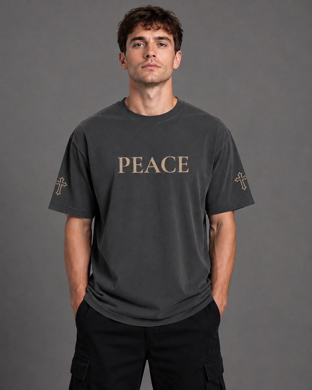 Peace | embroidered 240GSM Unisex Classic Fit Crew Neck T-Shirt
