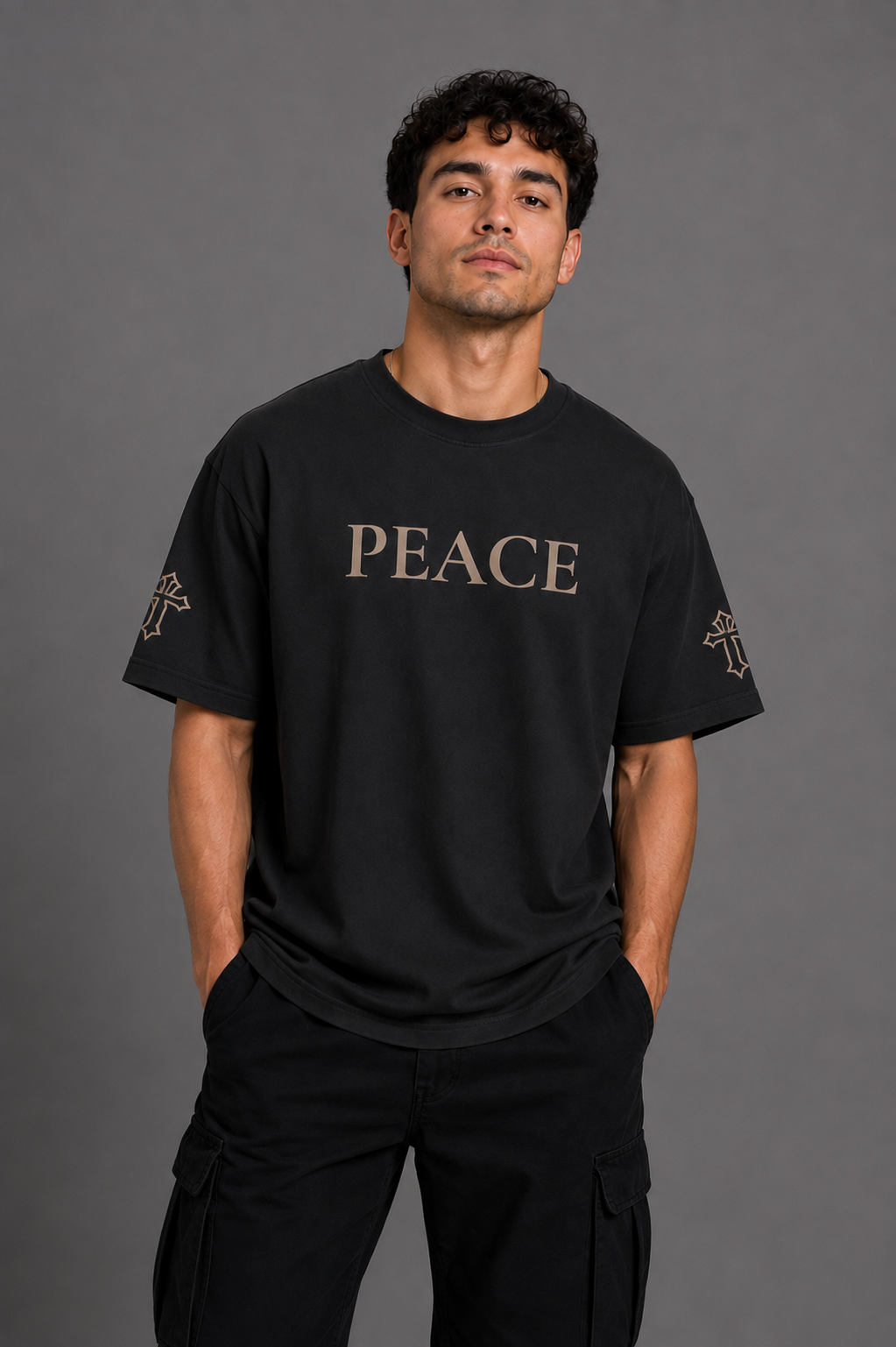 Peace | embroidered 240GSM Unisex Classic Fit Crew Neck T-Shirt