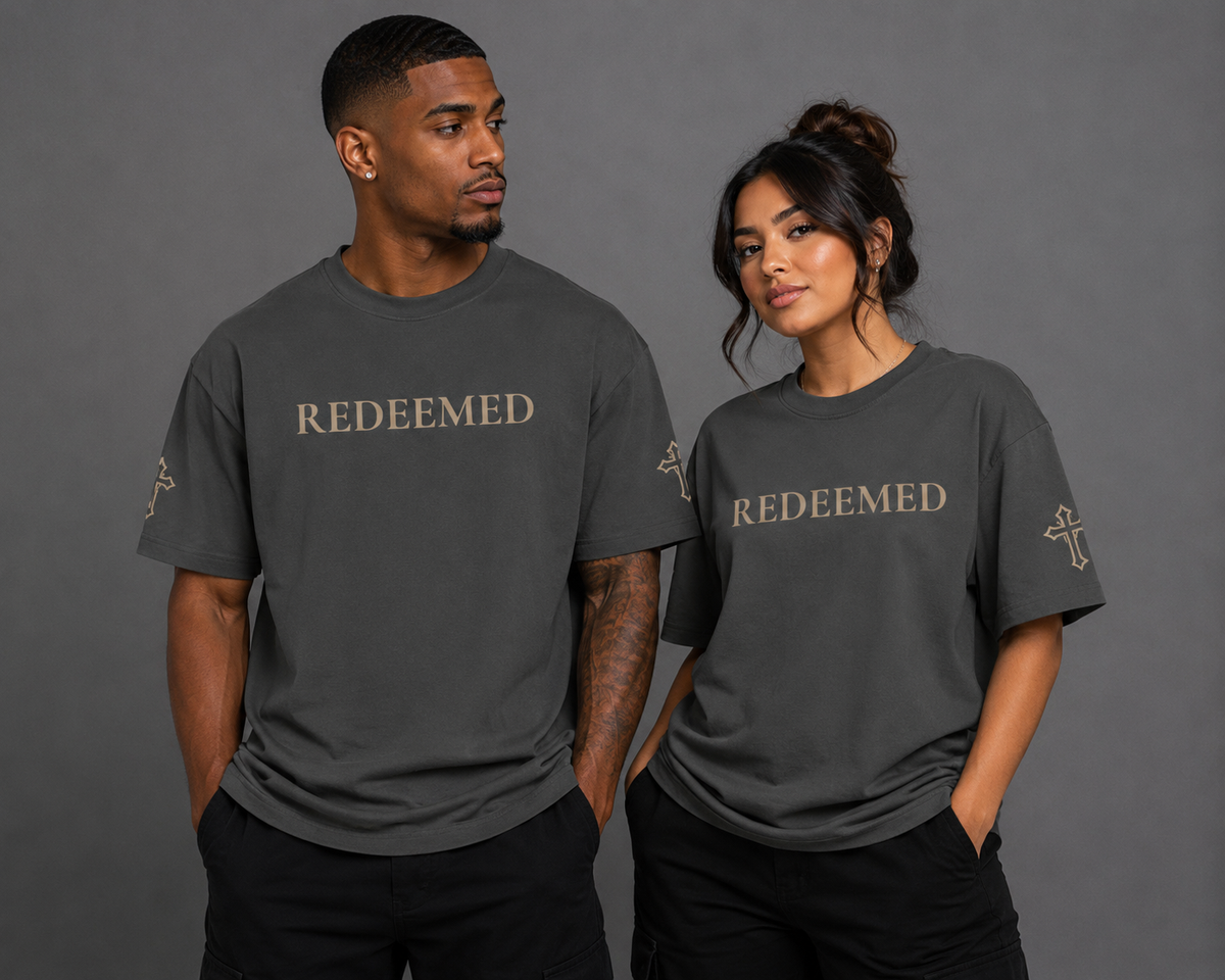 Redeemed | Embroidered 240GSM Unisex Classic Fit Crew Neck T-Shirt