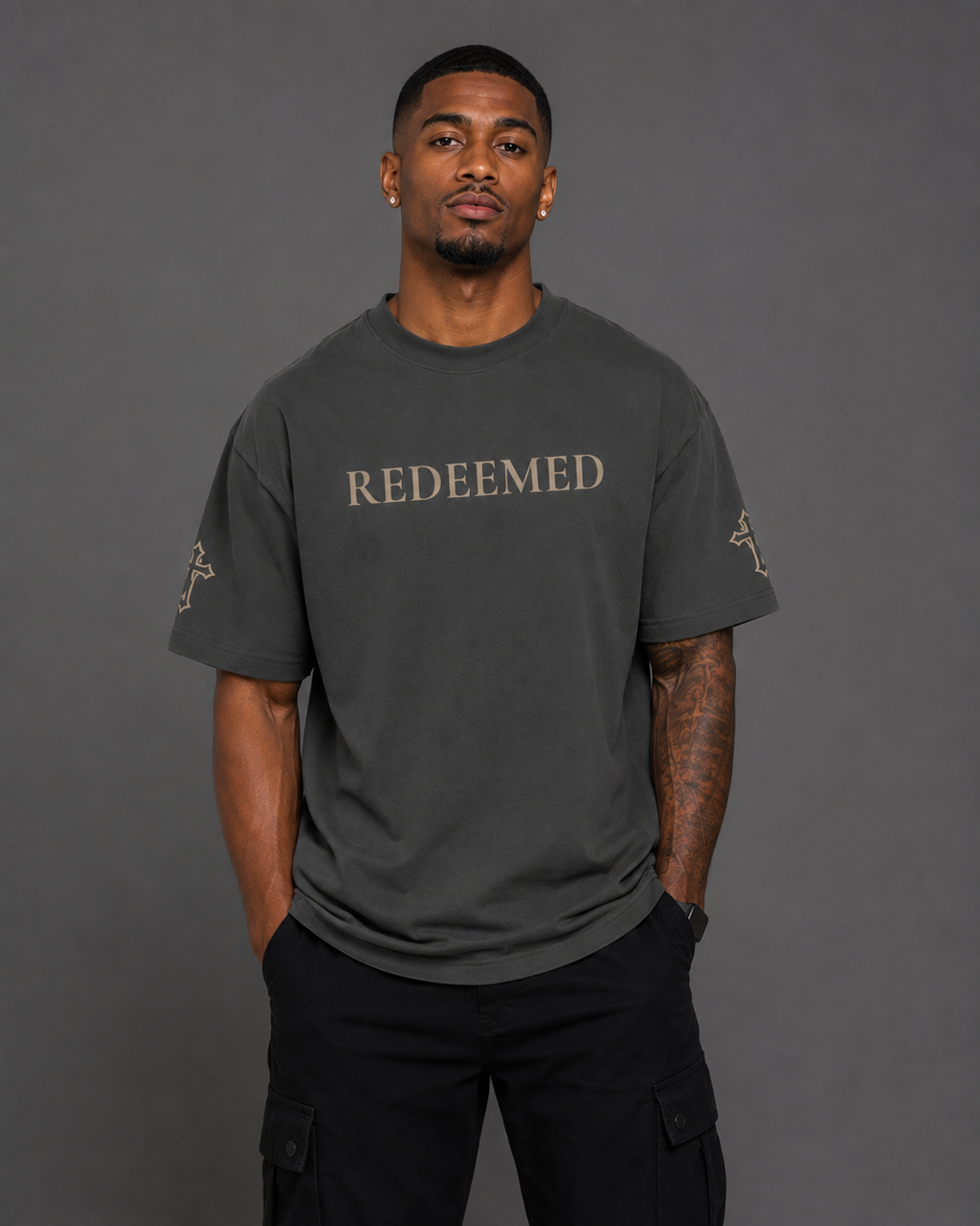 Redeemed | Embroidered 240GSM Unisex Classic Fit Crew Neck T-Shirt