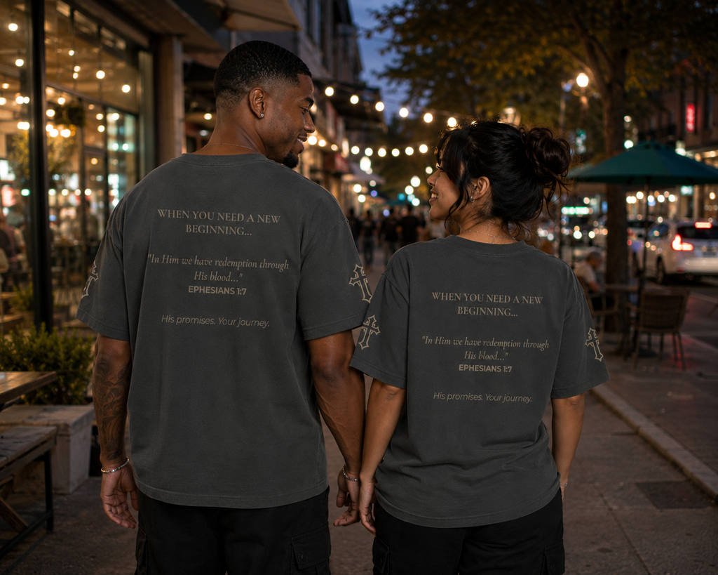 Redeemed | Embroidered 240GSM Unisex Classic Fit Crew Neck T-Shirt
