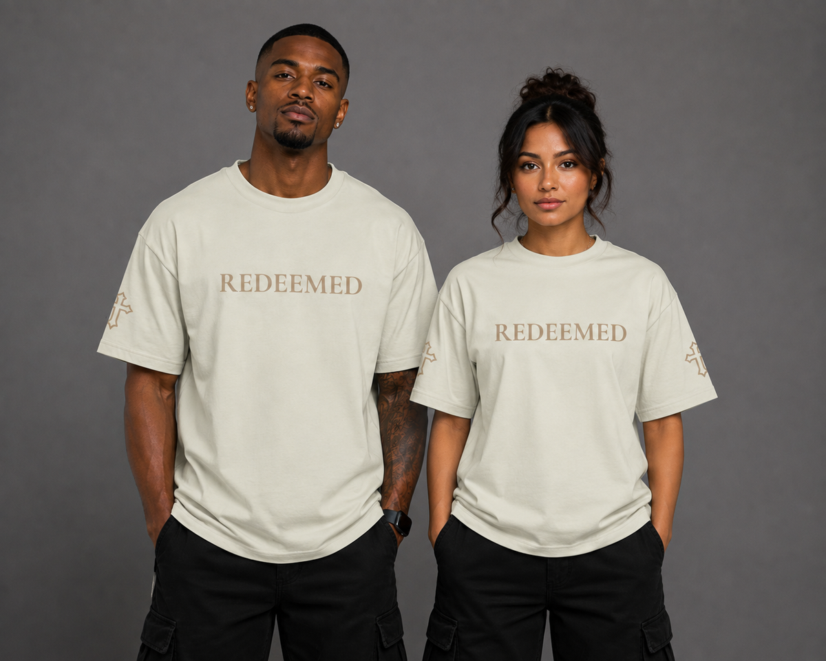 Redeemed | Embroidered 240GSM Unisex Classic Fit Crew Neck T-Shirt