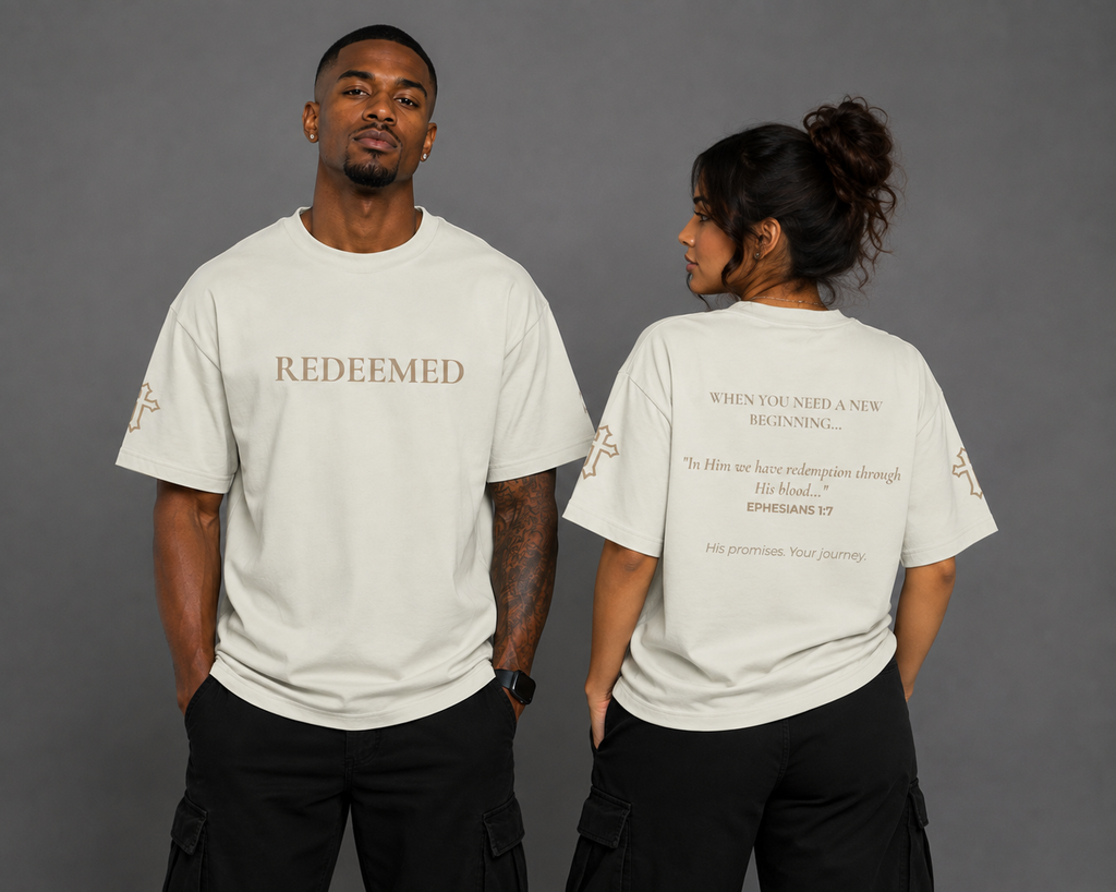 Redeemed | Embroidered 240GSM Unisex Classic Fit Crew Neck T-Shirt