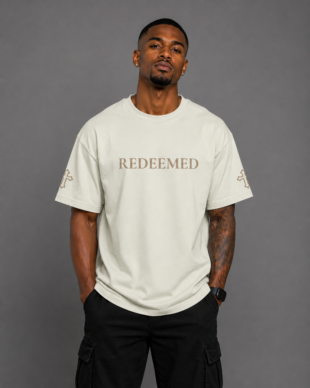 Redeemed | Embroidered 240GSM Unisex Classic Fit Crew Neck T-Shirt