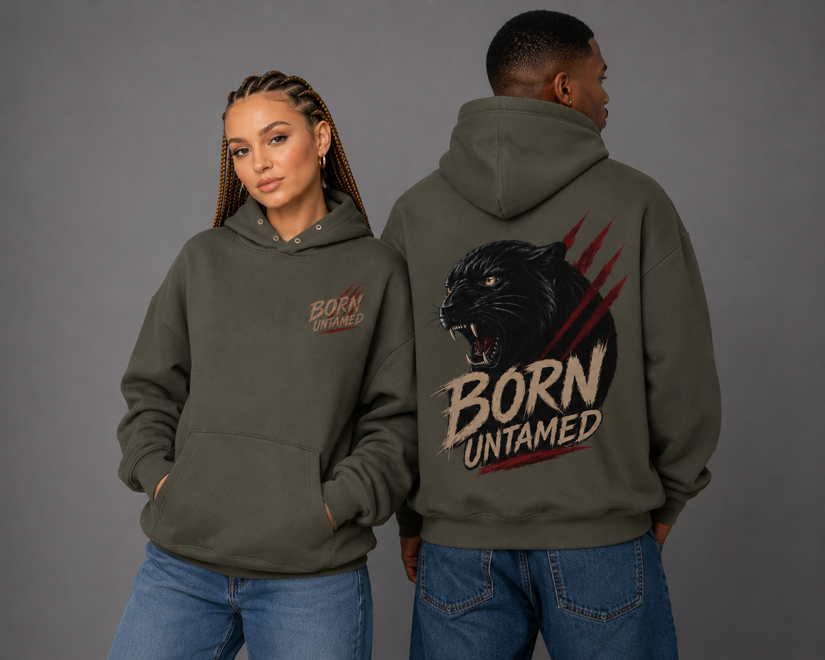 Born Untamed | 380GSM Heavyweight Double Snap Oversized Hoodie