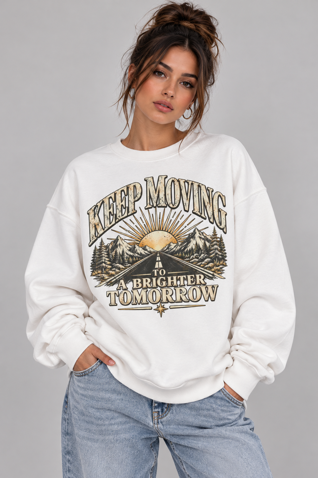 Keep Moving to a Brighter Tomorrow | 370GSM Heavyweight Oversized Swea