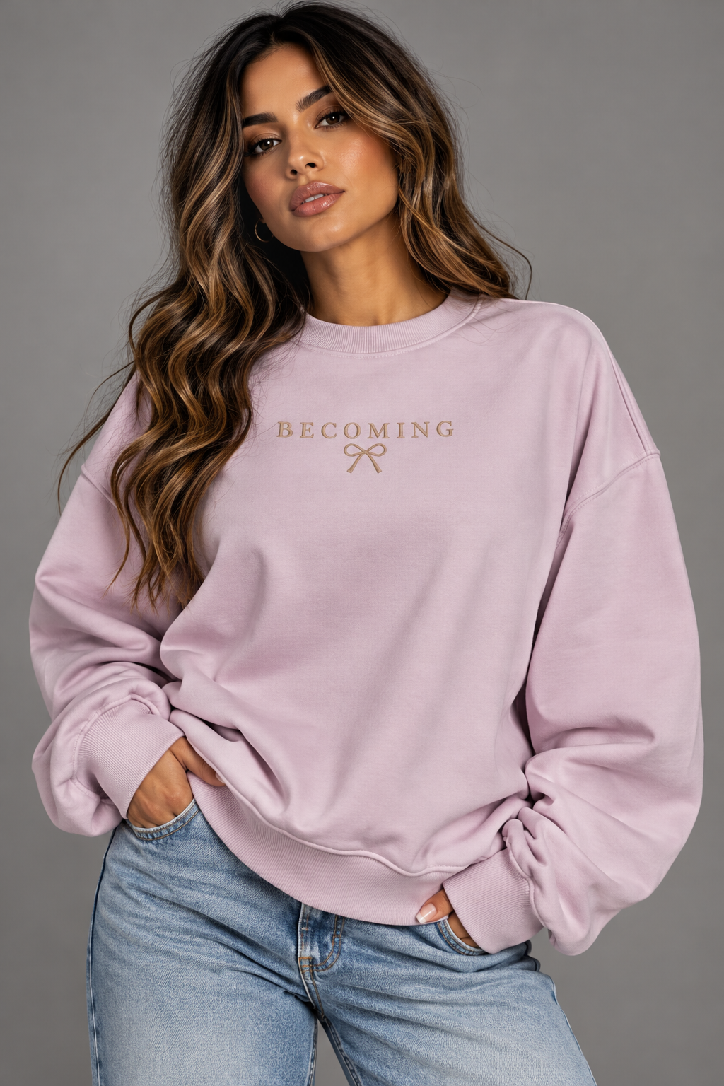 Becoming Embroidered 370GSM Unisex Heavyweight Oversized Sweatshirt