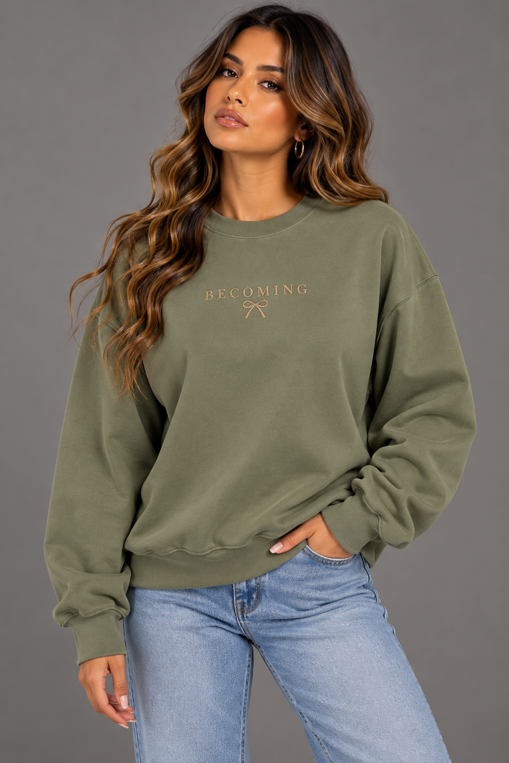 Becoming Embroidered 370GSM Unisex Heavyweight Oversized Sweatshirt