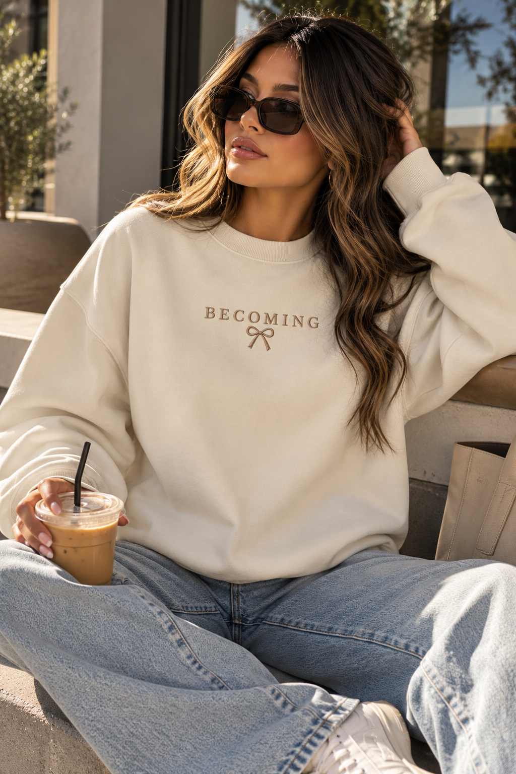 Becoming Embroidered 370GSM Unisex Heavyweight Oversized Sweatshirt